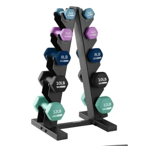 Neoprene Dumbbell Weights Set with Rack